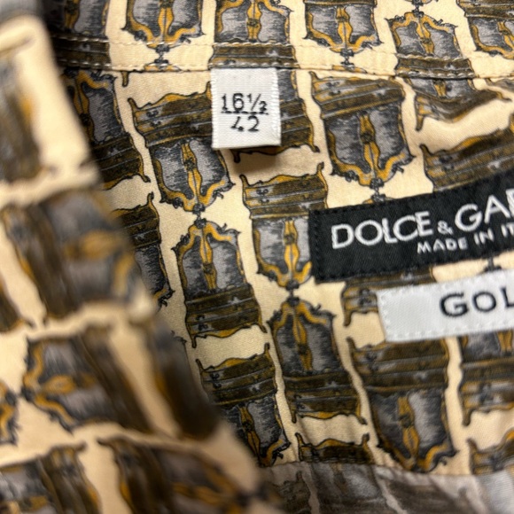 Dolce & Gabbana Gold Men’s Long Sleeve Button Down Size 42/16.5/L - Picture 9 of 10